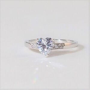 Simulated Diamond Heart Ring Sterling Silver Size 7